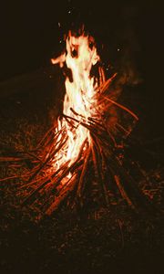 Preview wallpaper bonfire, fire, firewood, dark