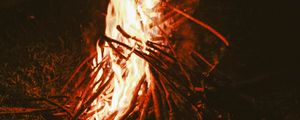 Preview wallpaper bonfire, fire, firewood, dark