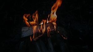 Preview wallpaper bonfire, fire, flame, firewood, burning