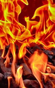 Preview wallpaper bonfire, fire, flame, coals