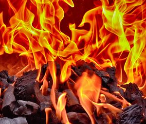Preview wallpaper bonfire, fire, flame, coals