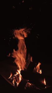 Preview wallpaper bonfire, fire, flame, sparks, dark, burning