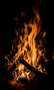 Preview wallpaper bonfire, fire, flame, burning, dark, firewood