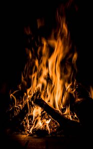 Preview wallpaper bonfire, fire, flame, burning, dark, firewood