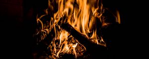 Preview wallpaper bonfire, fire, flame, burning, dark, firewood