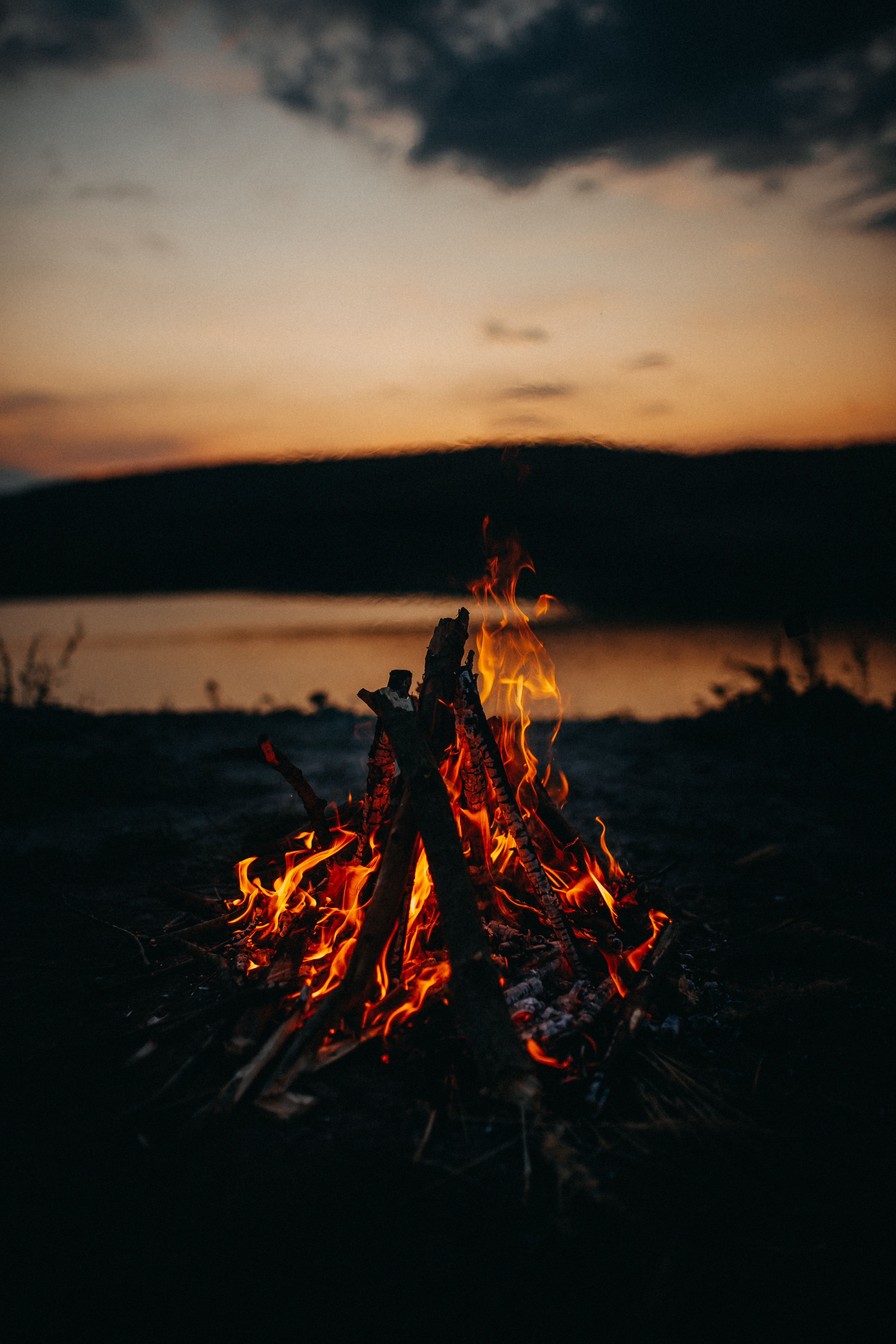 3924x5878 Wallpaper bonfire, fire, flame, dark, dusk