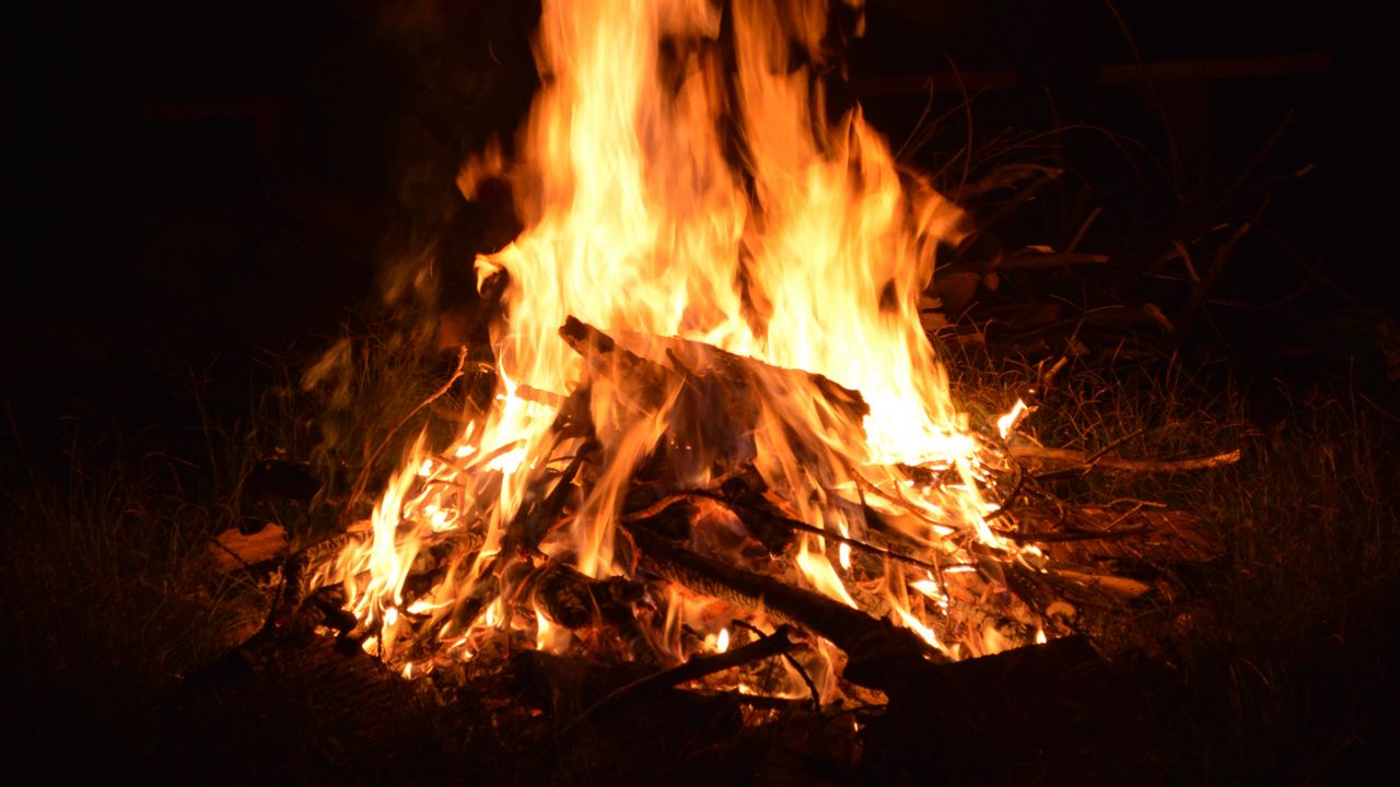 Wallpaper bonfire, fire, flame, burn, night