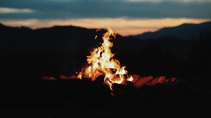 Preview wallpaper bonfire, fire, flame, dusk, dark