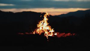 Preview wallpaper bonfire, fire, flame, dusk, dark