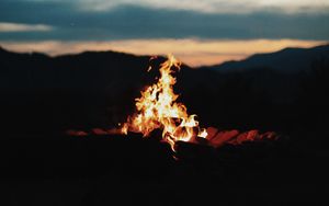 Preview wallpaper bonfire, fire, flame, dusk, dark