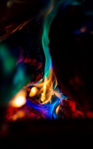 Preview wallpaper bonfire, fire, flame, embers, dark