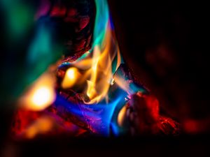 Preview wallpaper bonfire, fire, flame, embers, dark