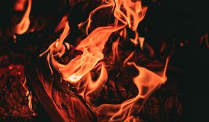 Preview wallpaper bonfire, fire, flame, dark, night