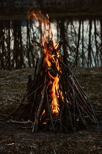 Preview wallpaper bonfire, fire, flame, branches, camping