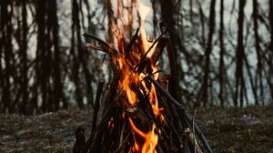 Preview wallpaper bonfire, fire, flame, branches, camping