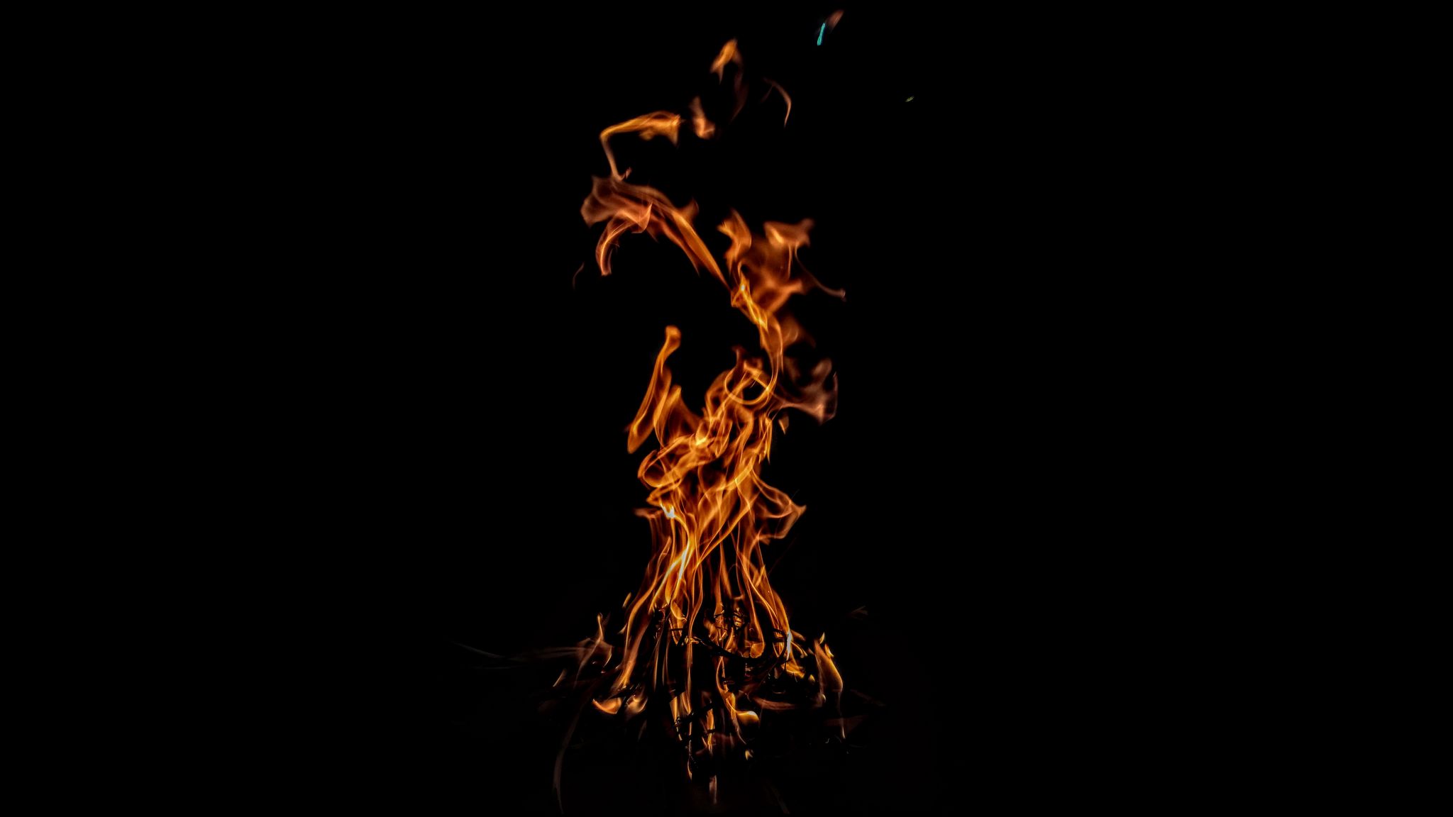 Download wallpaper 2048x1152 bonfire, fire, flame, dark, burn ultrawide ...