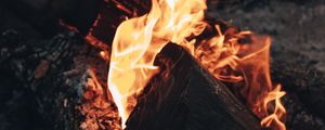 Preview wallpaper bonfire, fire, flame, wood, coals, heat