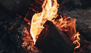 Preview wallpaper bonfire, fire, flame, wood, coals, heat