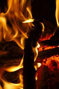 Preview wallpaper bonfire, fire, flame, wood, coals, dark