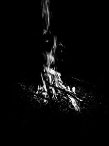 Preview wallpaper bonfire, fire, flame, black and white, black