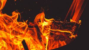 Preview wallpaper bonfire, fire, flames, sparks, firewood