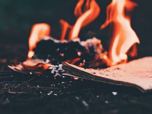 Preview wallpaper bonfire, fire, paper, ashes, burn