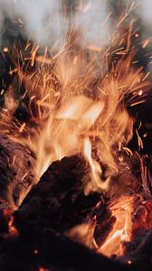 Preview wallpaper bonfire, fire, sparks, ash, coals