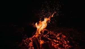 Preview wallpaper bonfire, fire, sparks, dark, night