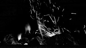 Preview wallpaper bonfire, fire, sparks, light, black and white, black