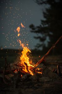 Preview wallpaper bonfire, fire, sticks, stones, camping