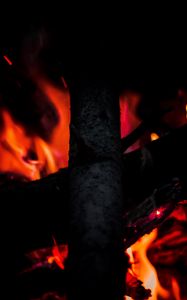 Preview wallpaper bonfire, fire, wood, heat, dark