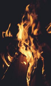 Preview wallpaper bonfire, firewood, fire, flame, dark