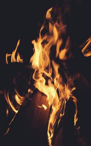 Preview wallpaper bonfire, firewood, fire, flame, dark