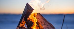 Preview wallpaper bonfire, firewood, fire, flame, camping, evening