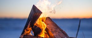 Preview wallpaper bonfire, firewood, fire, flame, camping, evening