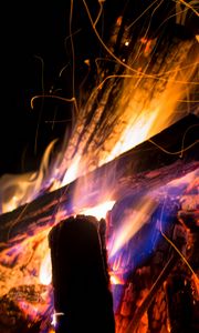 Preview wallpaper bonfire, firewood, fire, dark