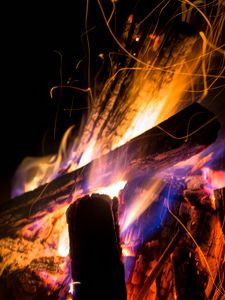 Preview wallpaper bonfire, firewood, fire, dark