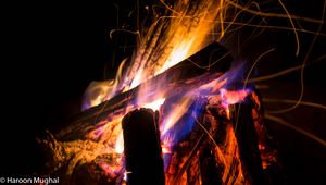 Preview wallpaper bonfire, firewood, fire, dark