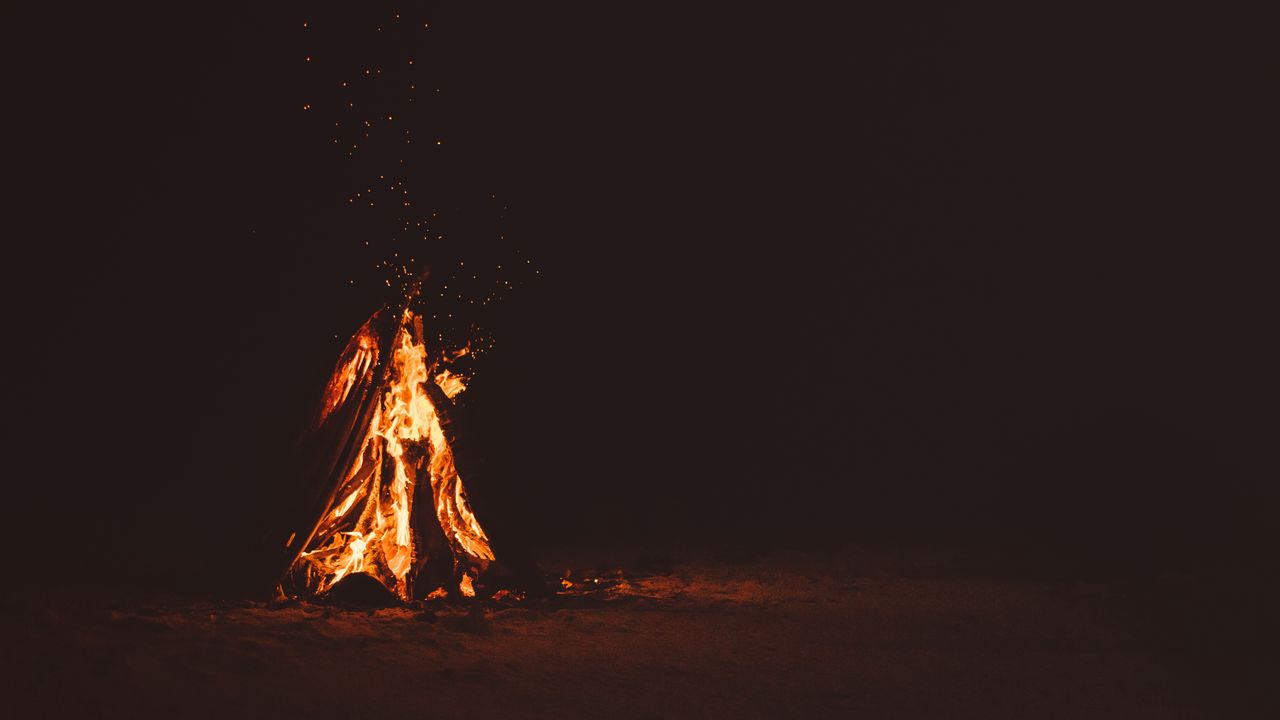 Wallpaper bonfire, firewood, night, flame