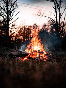 Preview wallpaper bonfire, firewood, smoke