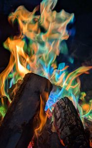 Preview wallpaper bonfire, flame, fire, logs, coals