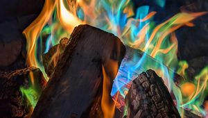 Preview wallpaper bonfire, flame, fire, logs, coals