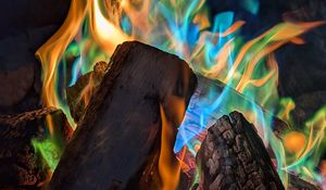 Preview wallpaper bonfire, flame, fire, logs, coals