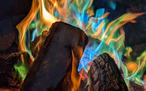 Preview wallpaper bonfire, flame, fire, logs, coals