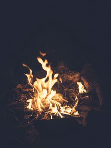 Preview wallpaper bonfire, flame, fire, dark, night