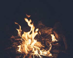 Preview wallpaper bonfire, flame, fire, dark, night