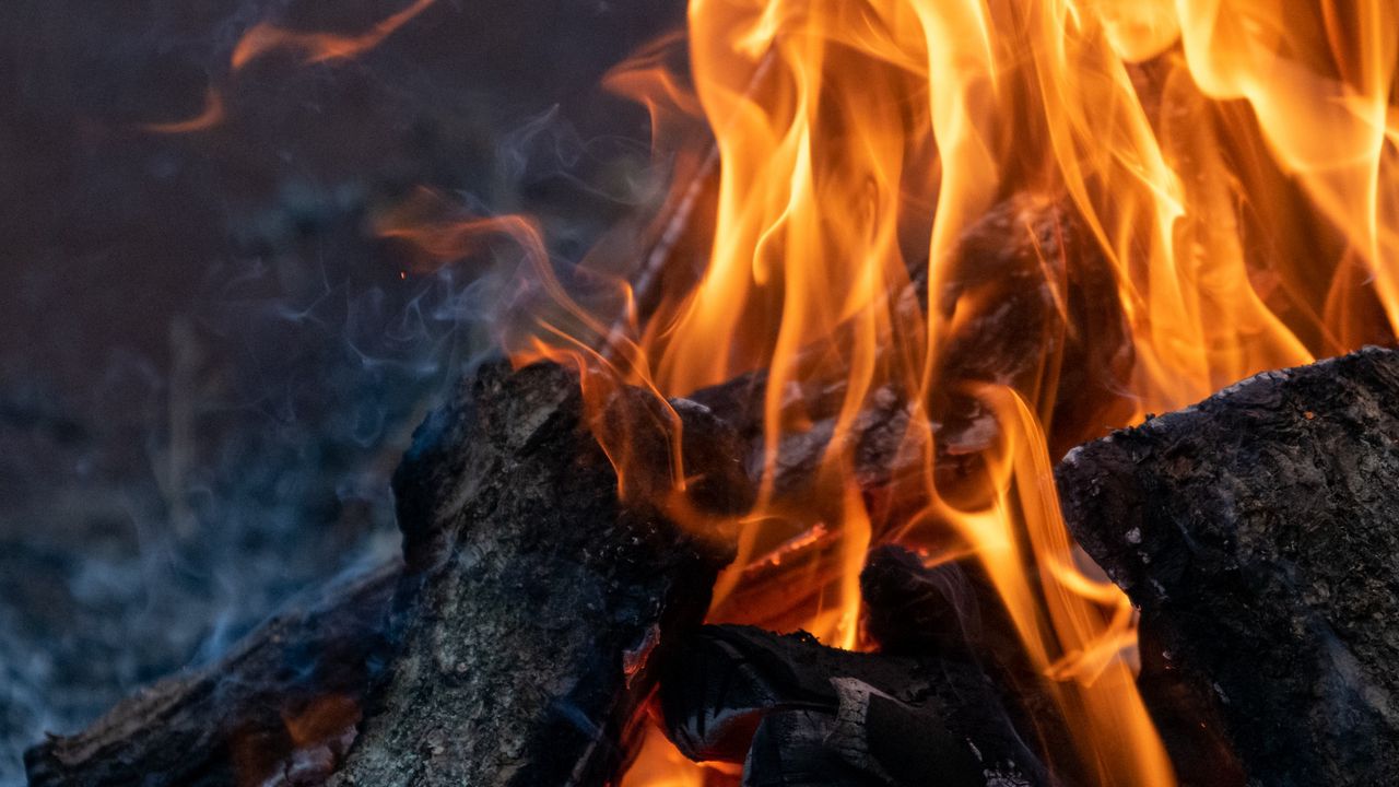 Wallpaper bonfire, flame, fire, evening, firewood