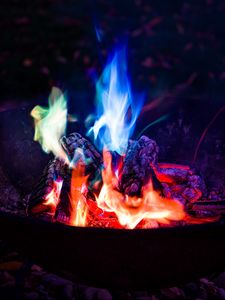 Preview wallpaper bonfire, flame, fire, night, camping