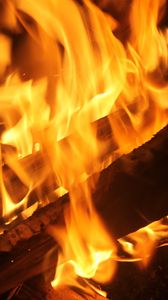Preview wallpaper bonfire, flame, fire, logs, wood