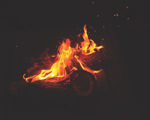 Preview wallpaper bonfire, flame, night